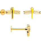 16G 5/16 Clear Gem Gold Tone Ladybug Lotus Labret Tragus Set of 3