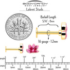 16G 5/16 Clear Gem Gold Tone Ladybug Lotus Labret Tragus Set of 3