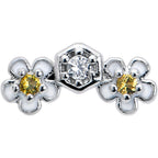 16G 5/16 Yellow CZ Gem Honeycomb Flower Labret Monroe Tragus