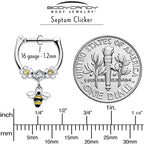 16G 5/16 Yellow CZ Gem Flower Bee Dangle Cartilage Clicker