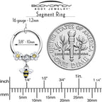 16G 3/8 Yellow CZ Gem Flower Bee Dangle Hinged Segment Ring