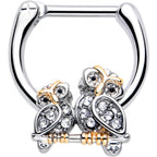 16G 5/16 Clear Gem Evening Owls Cartilage Clicker