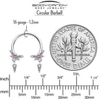 16G 3/8 Pink Gem Swank Dragonfly Dangle Horseshoe Circular Barbell