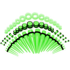 14G to 1/2 Green Acrylic 54 Piece Ear Stretching Kit with Jojoba Oil