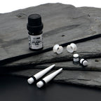 14G to 1/2 White Acrylic 54 Piece Ear Stretching Kit with Jojoba Oil