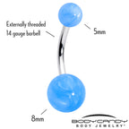 Opaque Pastel Blue Ends Belly Ring