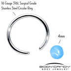 16G 3/8 Simple Opaque Blue Ball BCR Captive Bead Ring