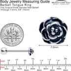 Retro Flower Rose Barbell Tongue Ring