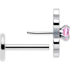 Pink CZ Gem Loopy Daisy Flat Back Stud Earrings - 1 Pair
