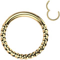 16G 5/16 Gold Tone Braided Style Precision Hinged Segment Ring