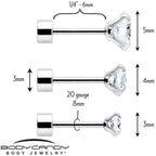 CZ Flat Back Stud Earrings - 3 Pairs