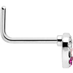 20G Romance Gem Open Heart L Shape Nose Ring