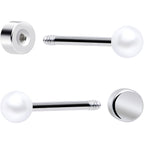 20G Clear Gem White Orb Flatback Earring Set of 6