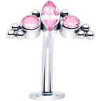 Gem Trio Titanium Push In Threadless Floating Belly Ring
