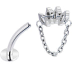Gem Chain Dangle Titanium Push In Threadless Floating Belly Ring