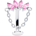 Gem Chain Dangle Titanium Push In Threadless Floating Belly Ring