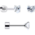 20G Clear Gem White Orb Butterfly Flatback Earring Set of 6