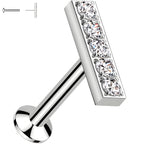 CZ Mirco Gem Bar Flat Back Earring - 18G Threadless Push In