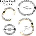 16G Implant Grade Titanium CZ Double Row Hoop Segment Ring