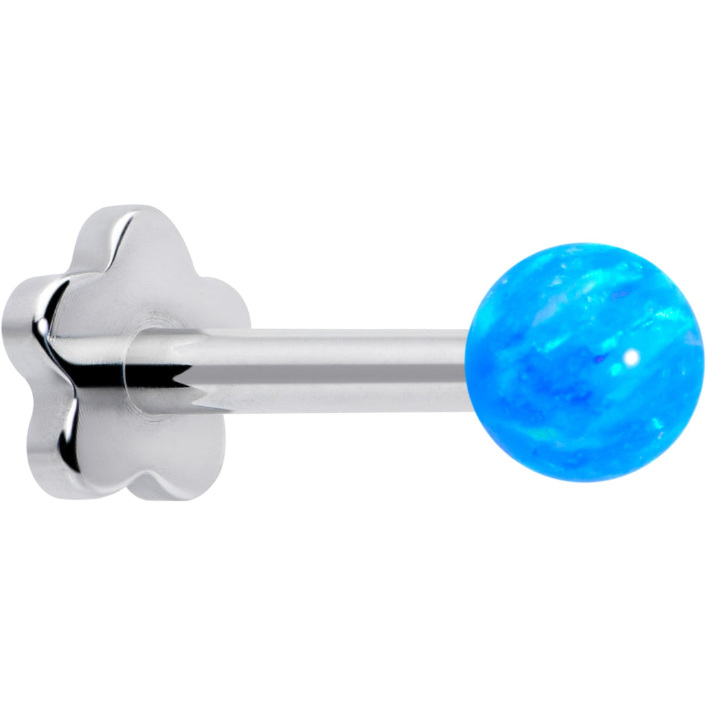 Titanium Reversible Flower Flat Back Stud 18G Synthetic Opal Ball