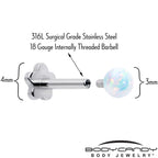 Titanium Reversible Flower Flat Back Stud 18G Synthetic Opal Ball