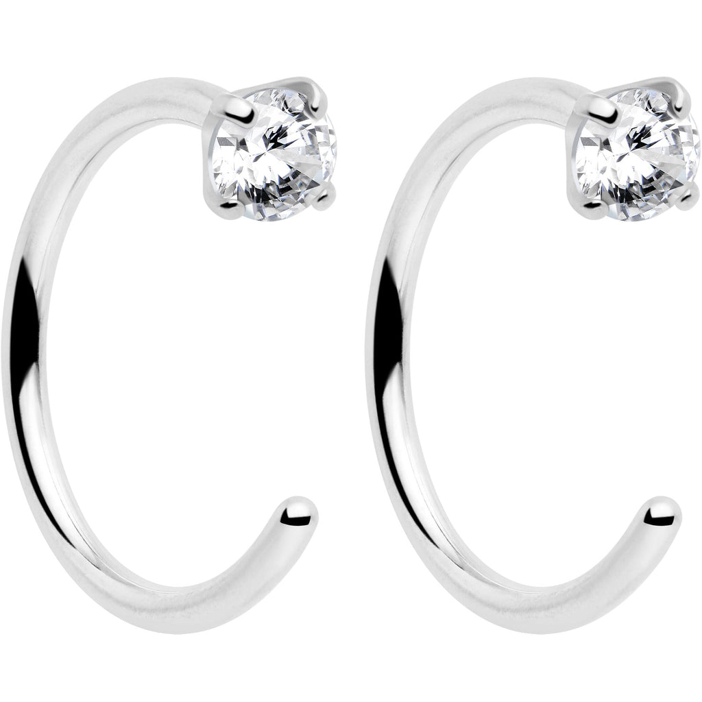 20G 2mm Gem Implant Grade Titanium Open Hoop Earrings