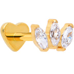 Titanium Flat Back Earring Trio Gem- 18G Threadless Reversible Heart