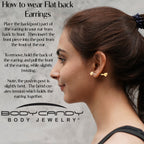 Titanium Flat Back Earring Trio Gem- 18G Threadless Reversible Heart