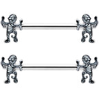14G 9/16 Two Tone Halloween Mummy Barbell Nipple Ring Set