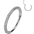 18G Implant Grade Titanium Triple Sided Micro Gem Hinged Nose Hoop