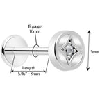 18G 5/16 CZ Gem Star Threadless Push In Labret Monroe Tragus