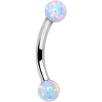 16G 5/16 White Synthetic Opal Implant Grade Titanium Curved Eyebrow Ring