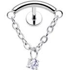 18G 5/16 CZ Gem Titanium Threadless Dangle Hidden Helix Earring
