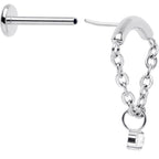 18G 5/16 CZ Gem Titanium Threadless Dangle Hidden Helix Earring