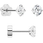 20G Clear CZ Gem Reversible Flower Flat Back Earring Set of 6