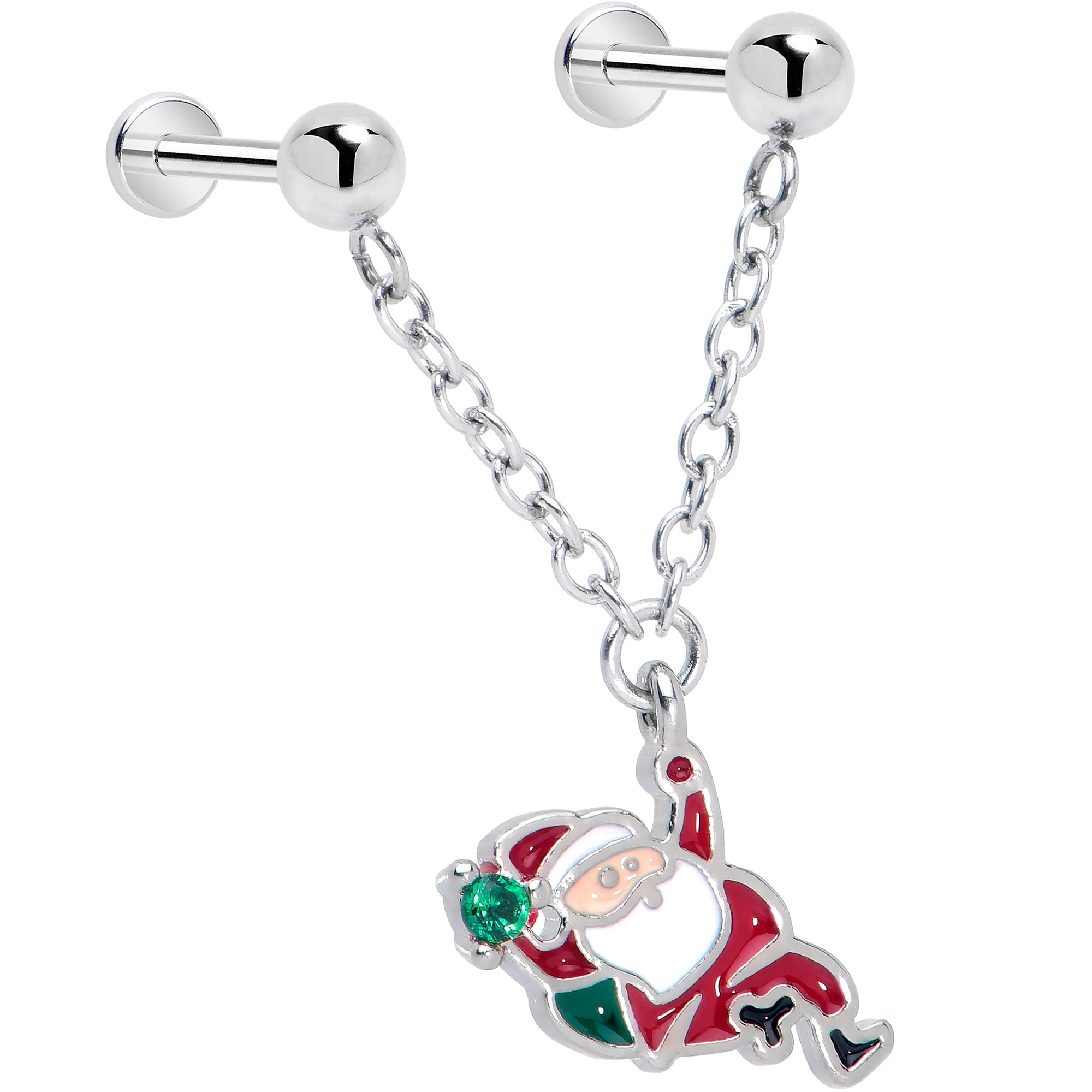 Christmas Flat Back Earrings - Santa Claus Holiday Double Earrings