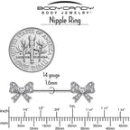 14G 9/16 CZ Dazzling Bow Threadless Nipple Ring Set