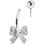 Cubic Zirconia Heart Bow Belly Ring