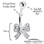 Cubic Zirconia Heart Bow Belly Ring