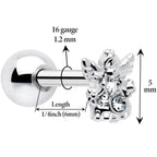 16G 1/4 Clear CZ Gem Fabulous Angel Cartilage Tragus Earring