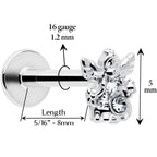 16G 5/16 Clear CZ Gem Fabulous Angel Labret Monroe Tragus