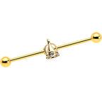 14G Clear Gem Champagne Dreams Industrial Barbell 38mm
