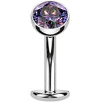 CZ Bezel Gem Titanium Threadless Floating Belly Ring