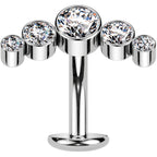 Cubic Zirconia Gem Titanium Curve Threadless Floating Belly Ring