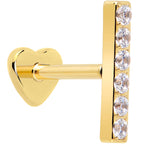 18G 1/4 Clear Gem Gold Plated Implant Grade Titanium Threadless Bar Flatback Stud