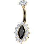Implant Grade Titanium Internally Threaded Firey Oval Belly Ring