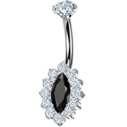 Implant Grade Titanium Internally Threaded Firey Oval Belly Ring