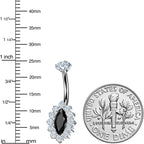 Implant Grade Titanium Internally Threaded Firey Oval Belly Ring