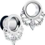 Clear Gem Drop Filigree Single Flare Tunnel Plug Set 6mm to 16mm