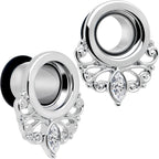 Clear Gem Drop Filigree Single Flare Tunnel Plug Set 6mm to 16mm